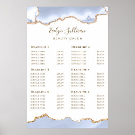 Pastel Blue Agate Price List Poster