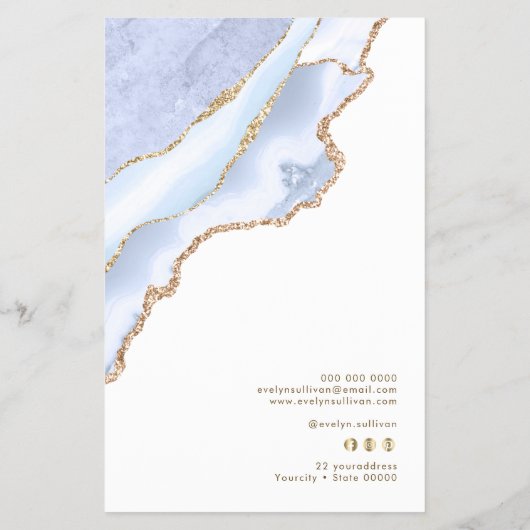 pastel blue agate prijslijst flyer (Achterkant)