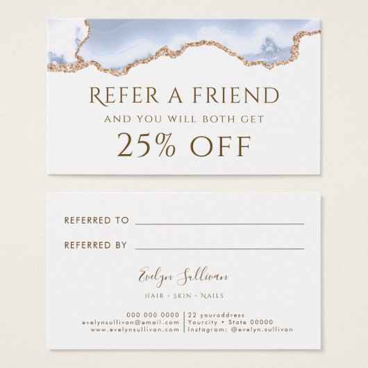 pastel blue Agate Reference Card Visitekaartje (Voorkant /achterkant)