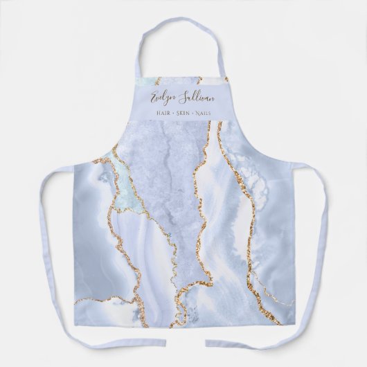pastel blue agate schoonheidsdeskundige apron schort (Voorkant)