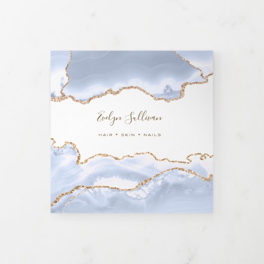 pastel blue Agate Trifold Brochure Drieluik Kaart (Cover)