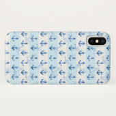 Pastel Blue Anchor Pattern Case-Mate iPhone Case (Achterkant (horizontaal))