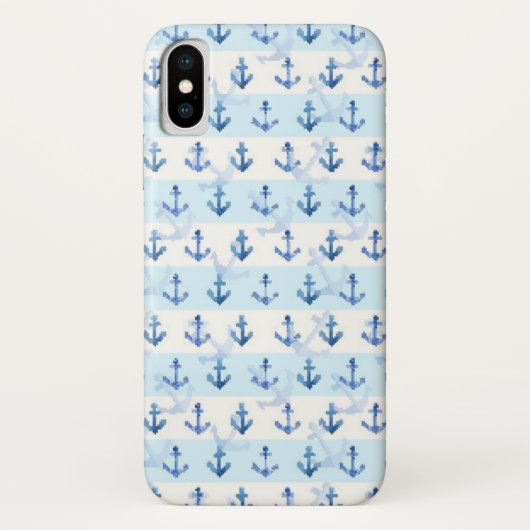 Pastel Blue Anchor Pattern Case-Mate iPhone Case (Achterkant)