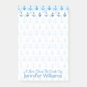 Pastel Blue Anchor Pattern | Jouw namen toevoegen Post-it® Notes (Voorkant)
