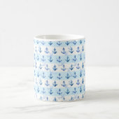 Pastel Blue Anchor Pattern Koffiemok (Center)