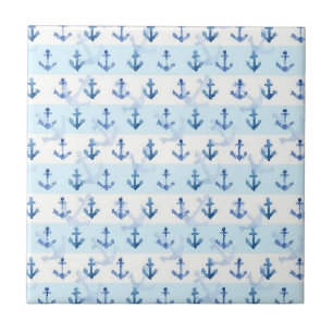 Pastel Blue Anchor Pattern Tegeltje