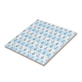 Pastel Blue Anchor Pattern Tegeltje (Zijkant)