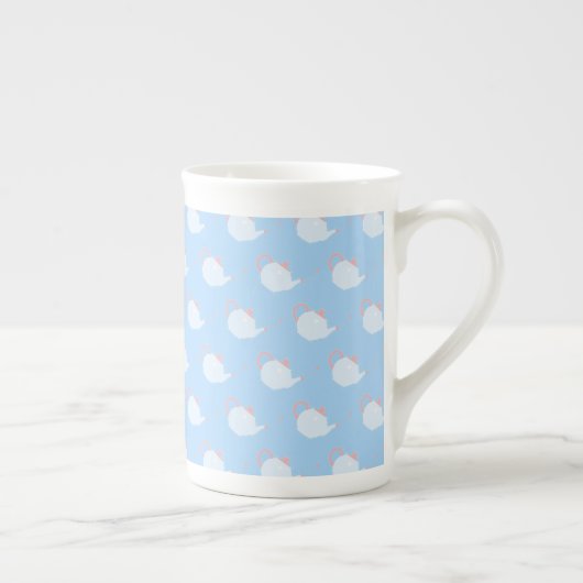 Pastel Blue and Pink Teapot Pattern Porselein Kop (Rechts)