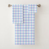 Pastel Blue and Purple Gingham Bad Handdoek (Insitu)