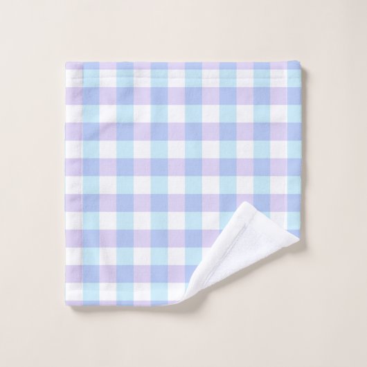 Pastel Blue and Purple Gingham Bad Handdoek (Wasdoekje)