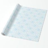 Pastel Blue And White Floral Pattern Cadeaupapier (Uitgerold)