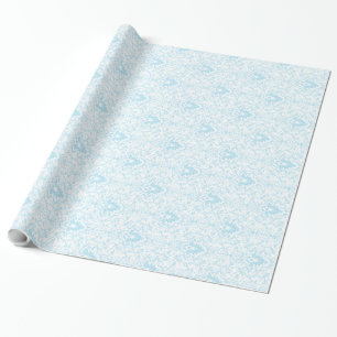 Pastel Blue And White Floral Pattern Cadeaupapier