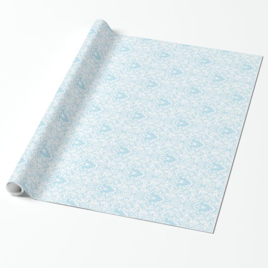 Pastel Blue And White Floral Pattern Cadeaupapier (Uitgerold)