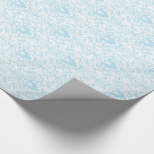 Pastel Blue And White Floral Pattern Cadeaupapier (Hoek)