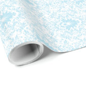 Pastel Blue And White Floral Pattern Cadeaupapier (Rol Hoek)