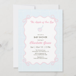 Pastel Blue Apple Baby shower Uitnodiging