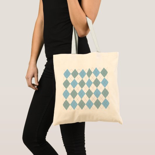 Pastel Blue Argyle Pattern Tote Bag (Voorkant (product))