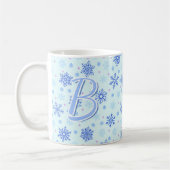 Pastel Blue Baby Blue Snowflakes Aangepast monogra Koffiemok (Links)