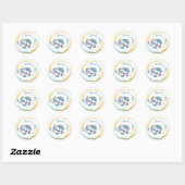 Pastel Blue Baby Koe White Cloud Elegant Dank u Ronde Sticker (Vel)