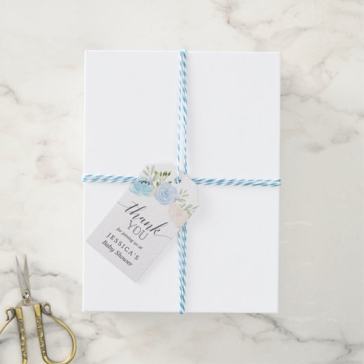Pastel Blue Baby shower Dank je wel voor labels Cadeaulabel (Met Touw)