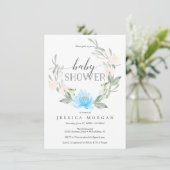 Pastel Blue Baby shower Invitation Shower nodigt u Kaart (Staand voorkant)