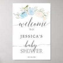 Pastel Blue Baby shower Welcome Sign