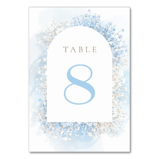 pastel blue baby's breath table number kaart (Achterkant)