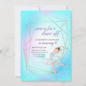 Pastel Blue  Ballerina Verjaardagsuitnodiging (Voorkant)