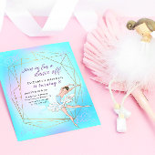 Pastel Blue  Ballerina Verjaardagsuitnodiging