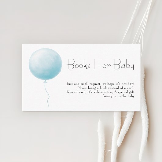 Pastel Blue Balloon Boy Baby Shower Books Request Informatiekaartje