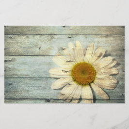 pastel blue barnwood land daisy bruiloft briefpapier
