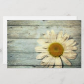 pastel blue barnwood land daisy bruiloft briefpapier (Voorkant / Achterkant)