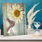 pastel blue barnwood land daisy bruiloft fotoplaat (Zijkant)