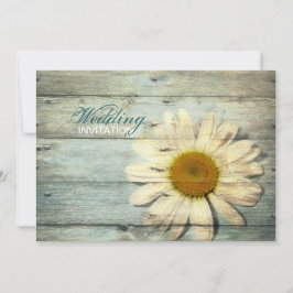 pastel blue barnwood land daisy bruiloft kaart