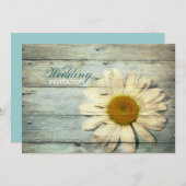 pastel blue barnwood land daisy bruiloft kaart (Voorkant / Achterkant)