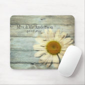 pastel blue barnwood land daisy bruiloft muismat (Met muis)