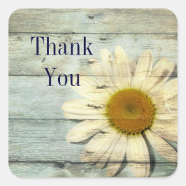 pastel blue barnwood land daisy bruiloft vierkante sticker