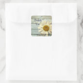 pastel blue barnwood land daisy bruiloft vierkante sticker (Tas)