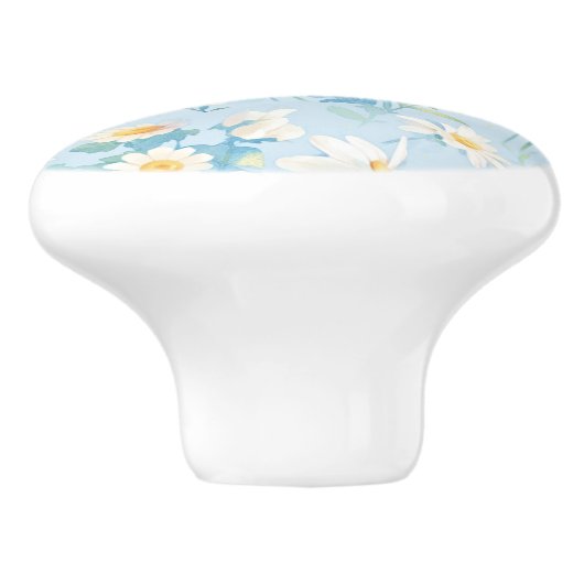 Pastel Blue Beauty Keramische Knop (Zijkant)