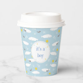 Pastel blue beluga walvissterren baby shower desig papieren bekers