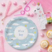 Pastel blue beluga walvissterren baby shower desig papieren bordje (Feest)