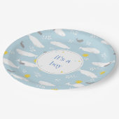 Pastel blue beluga walvissterren baby shower desig papieren bordje (Gekanteld)