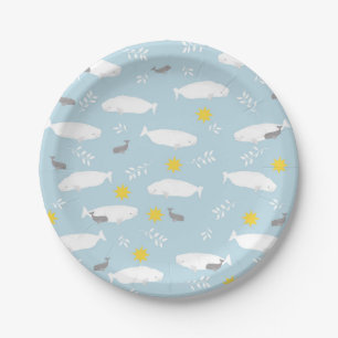 Pastel Blue Beluga Whale Pattern Papieren Bordje