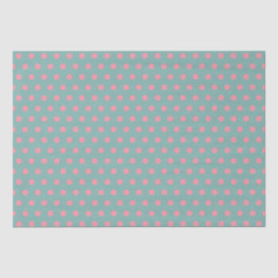 Pastel Blue Blauwgroen roze pooldots Tissuepapier