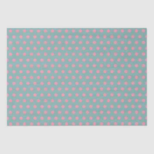 Pastel Blue Blauwgroen roze pooldots Tissuepapier (Voorkant)