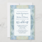 Pastel Blue Boho Digitale bruiloft uitnodigen QR-c Kaart (Voorkant)