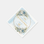 Pastel Blue Boho Floral Gold Glitter 15th Birthday Servet (Hoek)