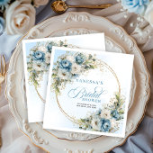 Pastel blue boho florals eucalyptus gold party   servet