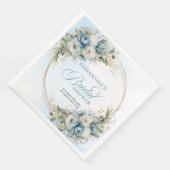 Pastel blue boho florals eucalyptus gold party servet (Hoek)