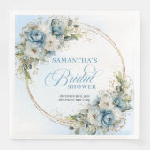 Pastel blue boho florals eucalyptus gold party servet (Voorkant)